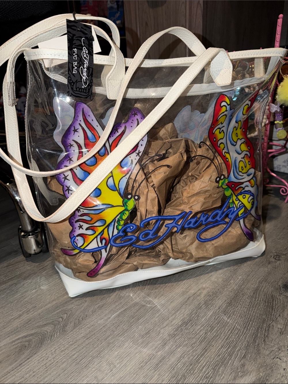 NWT Ed Hardy PVC Tote Bag